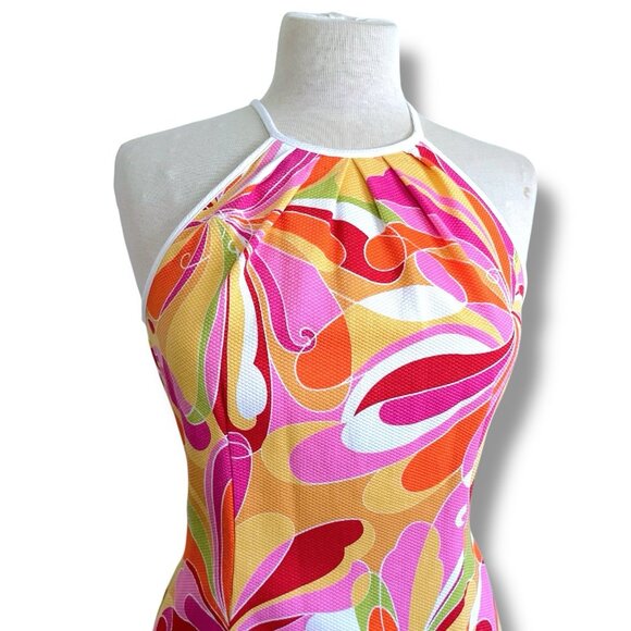 Vintage 90s Laundry Shelli Segal Womens Dress Sz 6 Pink Groovy Sheath Retro 60s - Picture 7 of 10